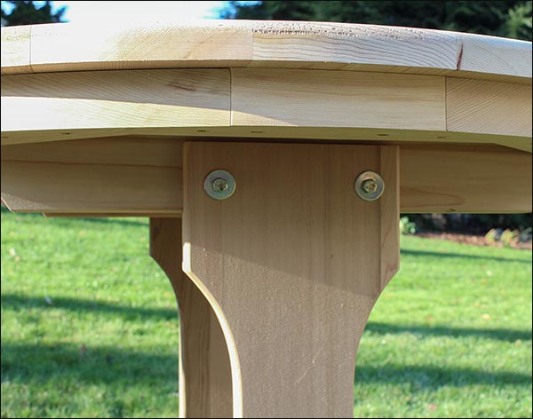 Red Cedar Round Trestle Table w/ Tab Backed Benches