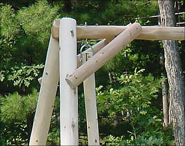 White Cedar Unstained Love Seat Swing w/ A-Frame Swing Stand