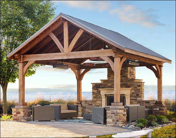 Rustic Eastern Hemlock Gable Roof Ramada