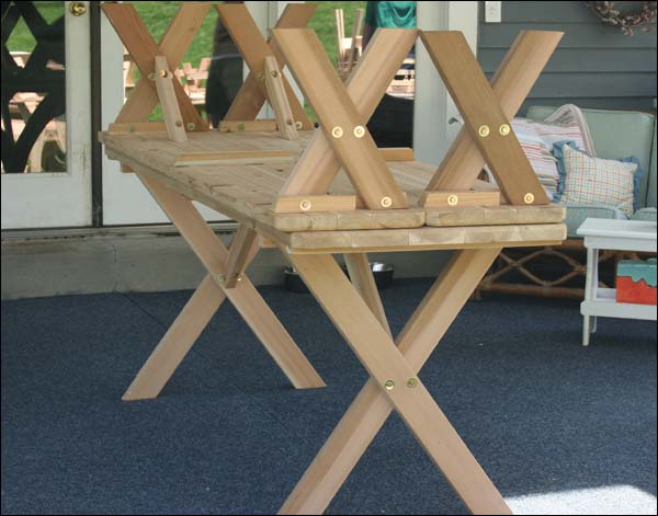 32" Wide Red Cedar Cross Legged Picnic Table w/Benches