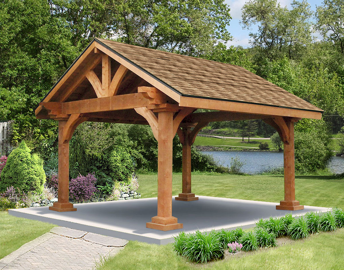 Rough Cut Red Cedar Gable Roof Open Rectangle Gazebos with Powder Coated  Aluminum Privacy Panel Long Side, Gazebos by Available Options